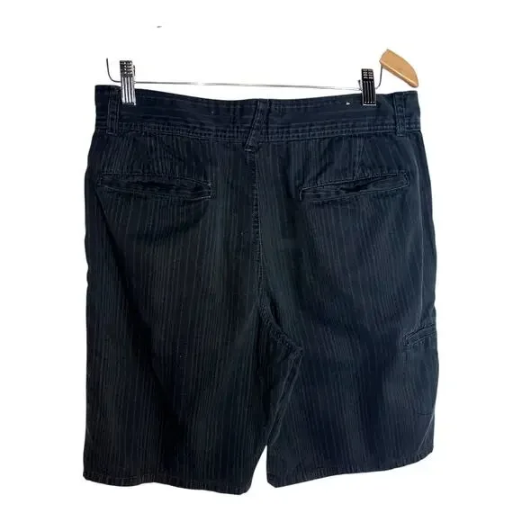 Ocean Pacific OP Men's Flat Front Black/ Gray Pinstripe Chino Cotton Shorts 34 - Picture 3 of 5